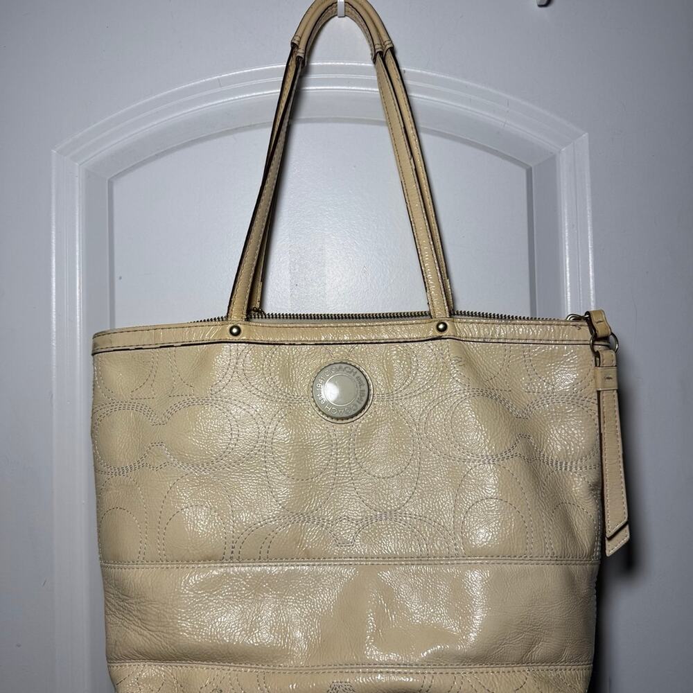 Coach Signature C Monogram Patent Leather Tote Bag